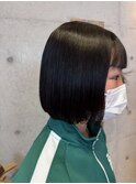 黒髪ストレートナチュラルボブスタイル髪質改善トリートメント