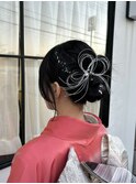 卒業式ヘアセット　カチモリヘア　水引アレンジ　篠原恵里奈