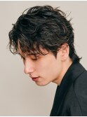 天神10代20代シャドウパーマゆるめメンズマッシュウルフカット