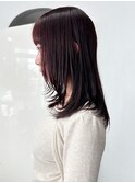 ボルドー ワインレッド ブリーチなしダブルカラー レイヤーカッ