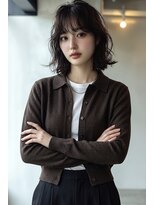 ノラ シブヤ(NORA)&nbsp;小顔ミディアムパーマミディアムデジタルパーマボブパーマ前髪
