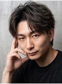 フェザーパーマショートセンターパートニュアンスパーマメンズ