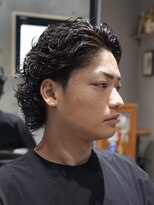 メッツ 原宿(METS)&nbsp;MEN'S/ミディアム×オールバックパーマ/メンズパーマ