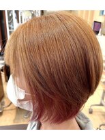 ヘアーアンドメイク マニス(hair&make manis) 大人可愛いショートボブ シナモンベージュ+ピンクインナーカラー