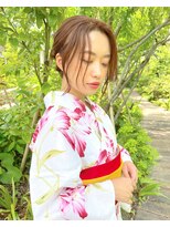 浴衣着付けミディアムヘアアレンジ　ヘアセット