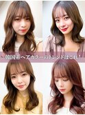 大人可愛い大人美人ふんわりカール小顔カットショコラアッシュ