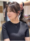 結んでも可愛い小顔レイヤーカット前髪カットグレージュカラー
