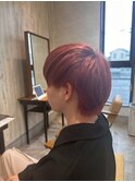 ピンクアッシュで魅せる抜け感ショート/ブリーチ/ハイトーン
