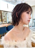 ミルクティーベージュ/レイヤーボブ韓国巻き顔周りカット/北千住
