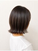 外ハネ切りっぱなしボブ×艶髪ブラウン 