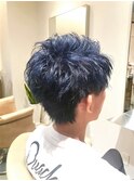 ダブルカラーで作る彩度高めのCOOLな”ブルーアッシュ”♪