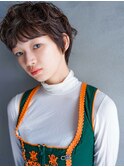 ショートパーマ/フェザーバング/カーキグレージュ/髪質改善/20代