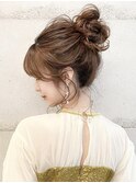 お団子アレンジ結婚式アレンジ ヘアセット 二次会アップスタイル