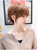 大人ガーリー/ブリーチなしチョコレート×顔周りショート[立川]