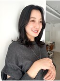 イメチェン　卵型　ミディアム　レイヤーカット　エアリーロング