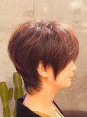 大人きれいめショート/40代50代60代70代/ブラウン