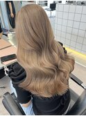 韓国ヘア顔周りレイヤーミルクティーベージュグレージュカラー