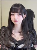 縮毛矯正/くびれヘア/ハイライトカラー/アプリコットオレンジ