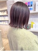福山Caary暖色カラーチェリーピンク切りっぱなしイルミナ春ヘア