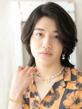 トニーアンドガイメン ホテル京阪仙台店(TONI&GUY MEN) くせ毛風七三分け伸ばしかけ黒髪サーフパーマメンズウルフh仙台
