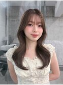 メルティカラー似合わせカットフェミニンロング韓国レイヤー