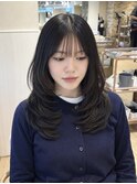 シースルーバング小顔レイヤーくびれミディアム20代30代