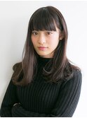 【ACA】美髪ノームコア厚めバング☆耳かけ黒髪ピュアセミロング
