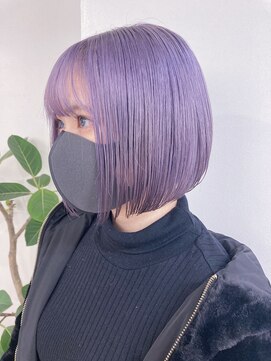 サンク 原宿 表参道(cinq) ラベンダー ミニボブ ハイトーン 髪質改善 イルミナカラー