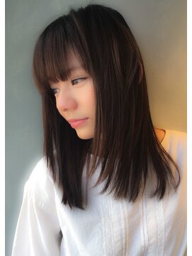 ヨペ(yope) ぱっつんレイヤーストレート/シアーブラウン