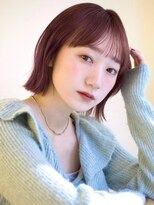 ガーデンヨコハマ(GARDEN YOKOHAMA) モーヴピンク シースルーワイドバング くびれ ミディアムヘア