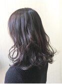 大人かわいい 暗髪 ブリーチカラー ダークグレージュピンク