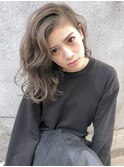 アッシュグレージュ×無造作セミ☆ ことりベージュ毛先パーマ