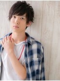 ≪mod's men≫黒髪でキマルこなれ感！くせ毛ショートマッシュa