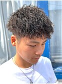 ツイストスパイラルパーママッシュメンズパーマ波巻きパーマ