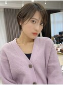 前髪あり耳掛け丸みくびれ大人ショートボブ20代30代40代50代＊