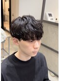 大分メンズシャドウパーマ無造作マッシュツーブロック刈り上げ