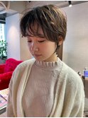 ショート/ショートボブ/ハイライト/切りっぱなし/博多