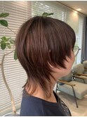 大人可愛いダブルカラーミニウルフ丸みショート