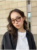 ホワイトグレージュミニウルフチェリーブラウンショートカット
