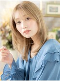 顔まわりレイヤーハイトーンカラーセミディc7大宮