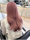 ピンクベージュラベンダーグレージュ顔まわりレイヤーバング