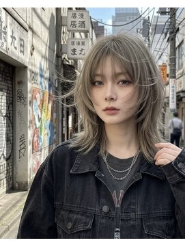 ラフ 原宿(L.a.a.g.f harajuku) ミントベージュ/ハッシュウルフカット/ブリーチ/ダブルカラー