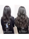 透け感グレージュスタイル#シールエクステ#グレーベージュ#神戸