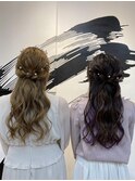お揃いアレンジ・ロングハーフアップ