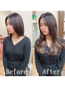 エクステ専門店あるじゃんすー 広島店 ダークチョコ×ベージュ#シールエクステ#ウルフ#韓国#広島