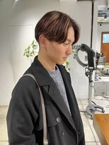 アイズ 海老名(AIZU)&nbsp;ニュアンスパーマ ワインレッド ハイライト メッシュ センター