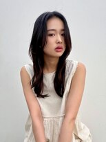 ノク 渋谷(nok)&nbsp;大人っぽ韓国ネイビーグレージュ前髪カット顔まわりレイヤー