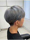 ブリーチ2回ホワイトシルバーグレーツーブロックマッシュ