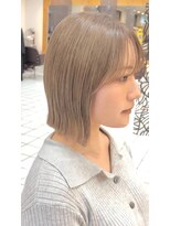ヘアーアンドメイク サワ 上田本店(SAWA)&nbsp;切りっぱなしボブミルクティーベージュ透明感カラー20代30代