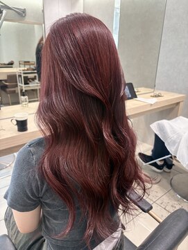 アッシュ 高幡不動店(Ash) 韓国ヘア髪質改善ブリーチなしダブルカラーワインレッドレイヤー